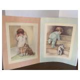 2 VINTAGE BESSIE PEASE GUTMANN FRAMEABLE PRINTS "IN DISGRACE" & "NITEY-NITE" 16X20