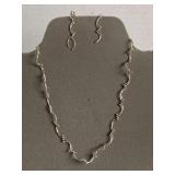 DAINTY SILVERTONE SCALLOPED 14" CHOKER W/ MATCHING PIERCED EARRINGS - CHECKOUT