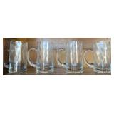 SET OF 4 TALL OPTIC GLASS BEER MUGS