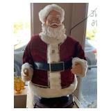 VINTAGE GEMMY 34" TALL SINGING, TALKING, KARAOKE SANTA (WORKS) & BASKET OF CHRISTMAS WOOD BLOCKS