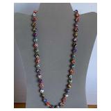 BEAUTIFUL VINTAGE VENETIAN MURANO ART GLASS MILLEFIORI BEADED NECKLACE 23" LONG - CHECKOUT