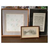 1987 SERIGRAPH WATERCOLOR PRINT "BASKET SAMPLER"  BY KAREN SMITH 219/400 19" SQUARE, 17TH CENTURY NUN