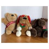 3 PLUSH ANIMALS (MOOSE, BEAR, DOG)