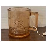 VINTAGE PINK TIARA GLASS HUMPTY DUMPTY & TOM TOM MUG