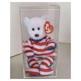 2001 TY BEANIE BABY "LIBERTY" W/ TAG ERROR IN DISPLAY BOX