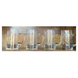 SET OF 4 TALL OPTIC GLASS BEER MUGS