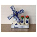 VINTAGE BLUE DELFT AMSTERDAM WINDMILL 3" LONG X 3 3/4" TALL X 1 3/4" DEEP