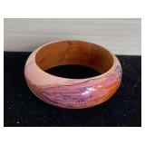 BEAUTIFUL OAK BANGLE HAND PAINTED IN SHADES OF TAN, PEACH & MORE - CHECKOUT
