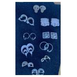 10 PAIR VINTAGE SILVERTONE EARRINGS - CHECKOUT