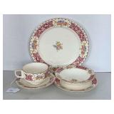 VINTAGE HOMER LAUGHLIN "MAJESTIC FLORAL" 5 PIECE PLACE SETTING