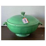 VINTAGE GREEN FIESTAWARE COVERED CASSEROLE