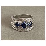 925 STERLING SILVER RING W/ 3 BLUE CZ