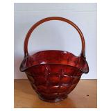 VINTAGE LARGE TIARA CONSTELLATION AMBERINA BASKET 8" SQUARE X 11" TALL