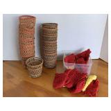 LOT OF VINTAGE HANDMADE CROCHETED & WOVEN GLASS HOLDERS