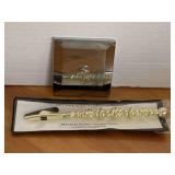 VINTAGE CHROME MIRROR/COMPACT 3 1/4" SQUARE & NEW BRACELET BUDDY - CHECKOUT