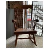 VINTAGE SOLID WOOD WINDSOR STYLE ROCKING CHAIR