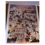 2004 MACON INTERNATIONAL CHERRY BLOSSOM FRAMEABLE PRINT "MACON NOW AND THEN" BY ANNI MOLLER #763/1000 DOUBLE SIGNED 18X24