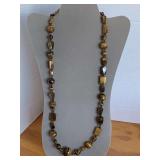 BROWN AGATE BEADED NECKLACE 27" LONG - CHECKOUT