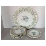 VINTAGE WEDGWOOD BONE CHINA "WILDFLOWER" MADE IN ENGLAND - 1 DINNER PLATE, 6 SAUCERS, 2 BREAD/BUTTER PLATES