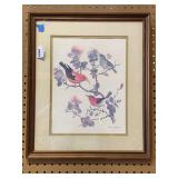 VINTAGE DALE C. THOMPSON FRAMED HAWAIIAN HONEYCREEPER WATERCOLOR PRINT 17 X 20