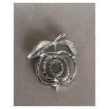 VINTAGE SARAH COVENTRY SILVERTONE TEXTURED "SAUCY" APPLE BROOCH - CHECKOUT