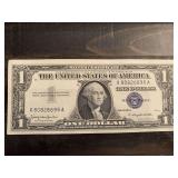 1957B $1 BLUE SEAL SILVER CERTIFICATE NOTE (VERY CRISP) - SERIAL NO X80826698A