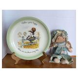 1972 HOLLY HOBBY COLLECTABLE 10" PLATE & VINTAGE HOLLY HOBBY DOLL 12" TALL