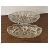 2 VINTAGE GLASS NUT/CANDY DISHES - 1 AMERICAN BRILLIANT CUT GLASS, 1 STAR OF DAVID 8" LONG