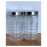 2 NEW GLASS 59 OZ CANISTERS 9" TALL