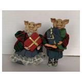 PAIR OF VINTAGE PIG ORNAMENTS