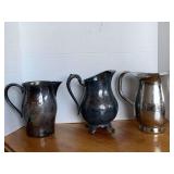 3 SILVER PLATE PITCHERS