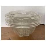 SET OF 5 VINTAGE ANCHOR HOCKING CLEAR GLASS NESTING MIXING BOWLS