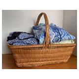 NICE WOVEN WICKER BASKET FULL OF ASSORTED SLEEPWEAR (VARIOUS SIZES)