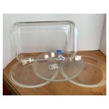 LARGE FIRE KING CASSEROLE DISH & 3 PYREX PIE DISHES