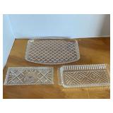 HEAVY LEAD CRYSTAL VINTAGE VANITY TRAY 11" X 7 3/4" & 2 CRYSTAL VANITY TRAYS
