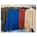 LADIES CLOTHING LOT - 1 BLOUSE, 3 SWEATERS, 4 JACKETS - ALL SIZE XL