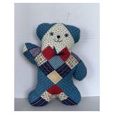 CALICO PATCHWORK PLUSH STUFFED TEDDY BEAR 15" LONG