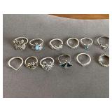 BAG OF 12 SILVERTONE FASHION RINGS - CHECKOUT