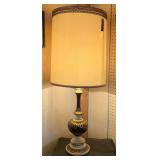 TALL VINTAGE GOLD/WHITE TABLE LAMP 37" TALL