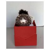 SWAROVSKI ELEMENTS MOUTH BLOWN LARGE CHEETAH CHRISTMAS ORNAMENT IN ORIGINAL BOX