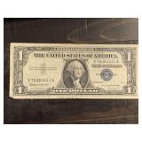 1957B $1 BLUE SEAL SILVER CERTIFICATE NOTE - SERIAL NO X72383311A