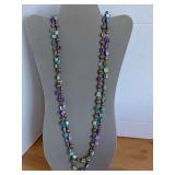 DOUBLE STRAND MULTI-COLORED ABALONE SHELL NECKLACE 30" LONG - CHECKOUT