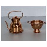 COPPER MINIATURE KETTLE & COLANDER
