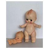 VINTAGE KEWPIE SOFT VINYL DOLL 8 1/2" TALL & VINTAGE RECLINING RUBBER DOLL 5" LONG