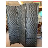 BLACK WOVEN 3 PANEL SCREEN (EACH PANE 17 5/8" WIDE X 71" TALL)