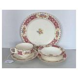 VINTAGE HOMER LAUGHLIN "MAJESTIC FLORAL" 5 PIECE PLACE SETTING
