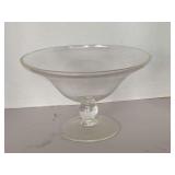 VINTAGE LARGE SANDRA RICH FOOTED GLASS COMPOTE 10" ROUND X 6 3/4" TALL