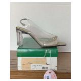 ANNIE SIZE 7 1/2 SILVER & CLEAR EVENING SHOES (WORN ONCE)
