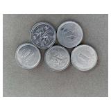 5 JAPAN 1 YEN COINS - CHECKOUT