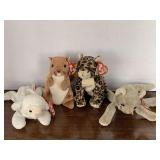 4 TY BEANIE BABIES (1996 FLEECE, 1998 SCAT W/ TAG ERROR, 2000 SNEAKY, 1996 NUTS)